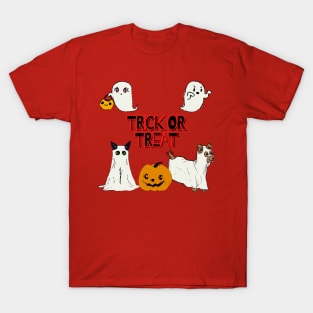 Trick Or Treat! - Cute Friendly Halloween Ghosts Design T-Shirt